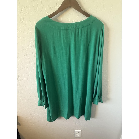 BCBG Max Azria Dress Womens Large Green Tunic VNeck Long Sleeve Boho Chic - Picture 2 of 4